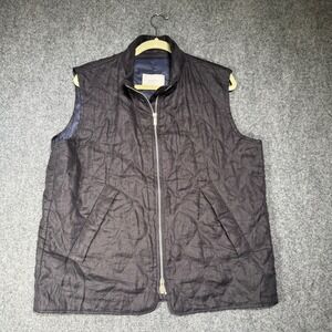 Boglioli Milano Quilted Gilet Vest Mens 44 100% Linen Gray Navy Made in Italy